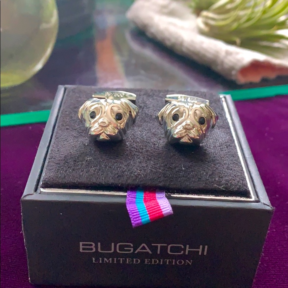 NWOT Limited Edition Rhodium Dog Cuff Links